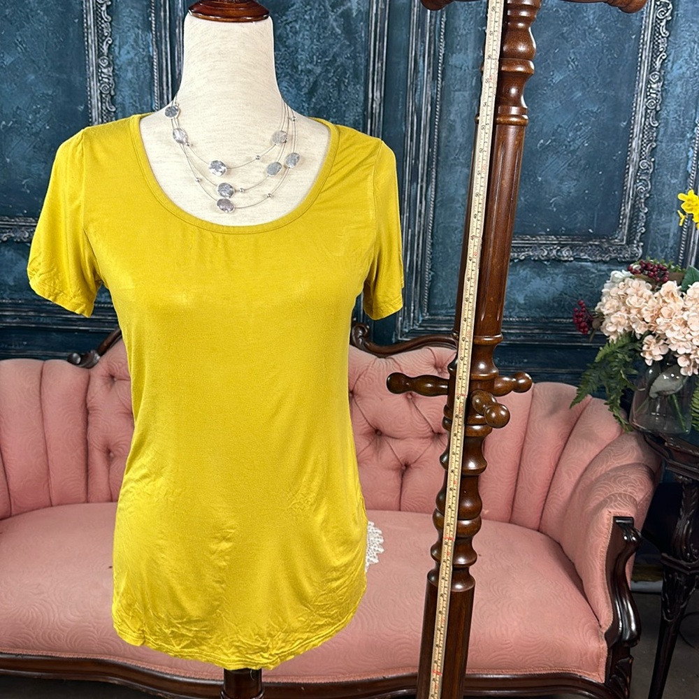 Thread and co soft stretchy tee shirt, old gold yellow